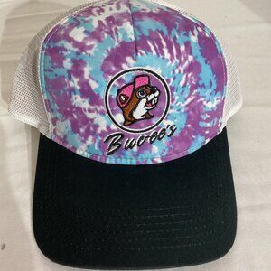 Buc-ees Tie-Dye Mesh Snapback Trucker Hat Purple & Blue